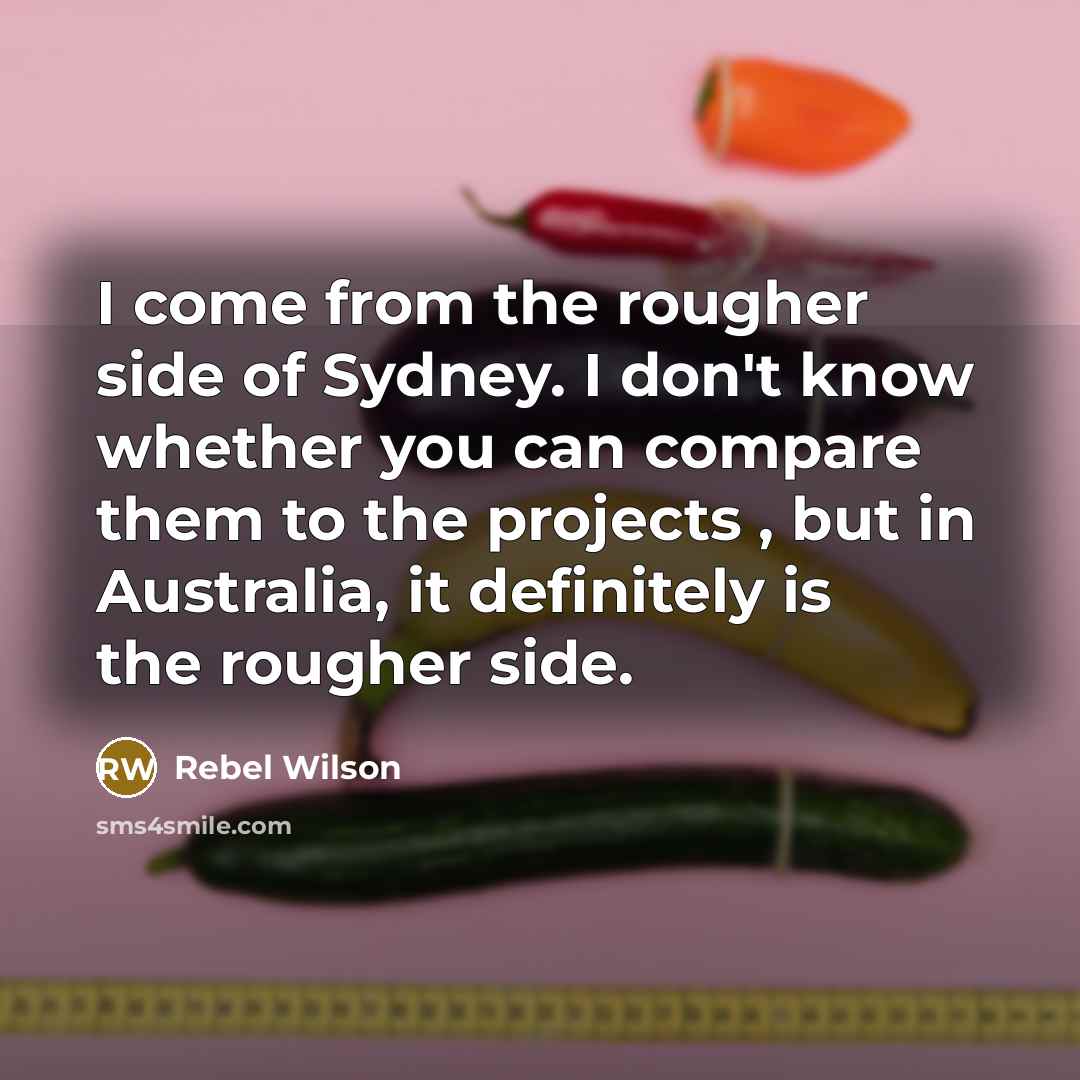 “I come from the rougher side of Sydney. I don't…” quote by Rebel Wilson