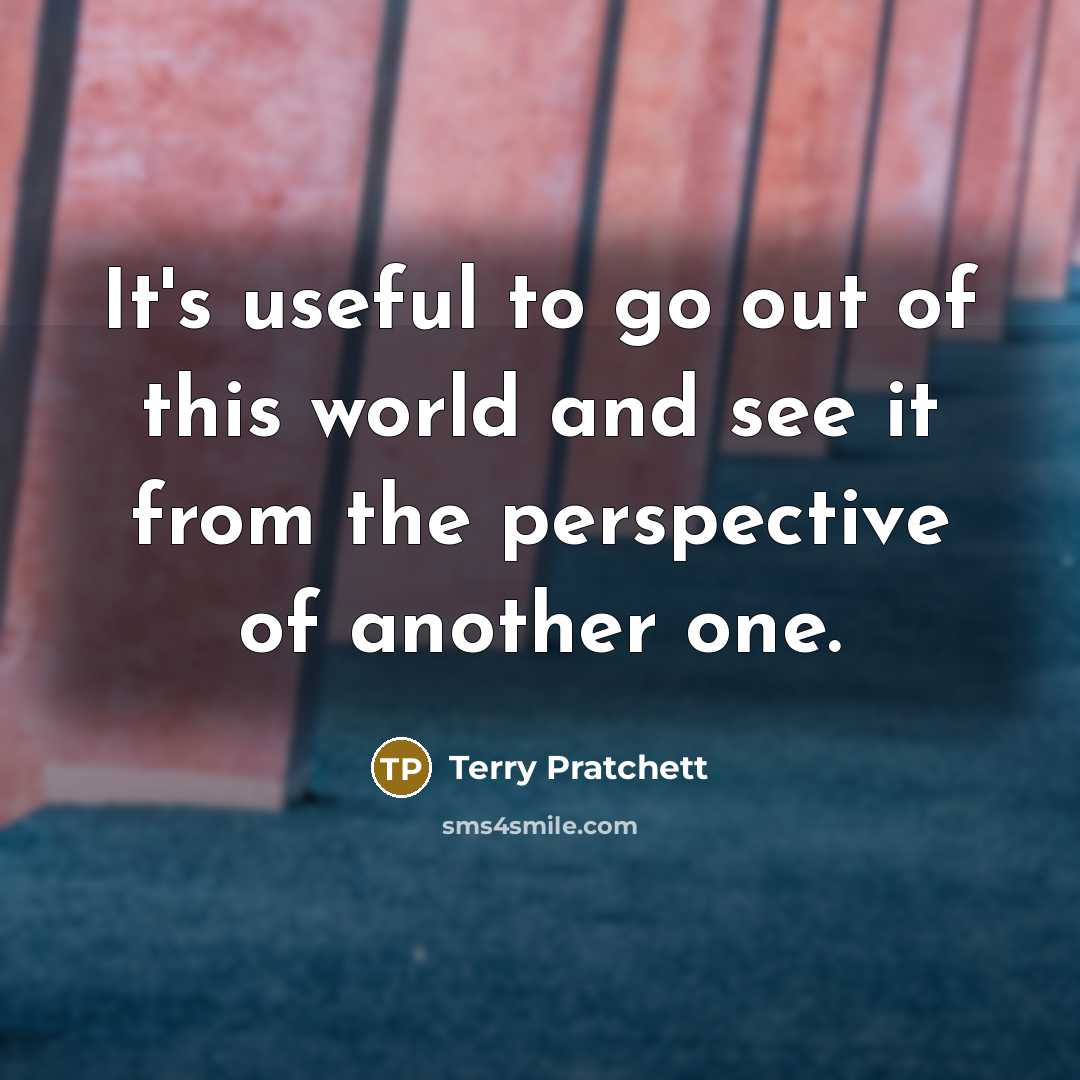 “It's useful to go out of this world and see…” quote by Terry Pratchett