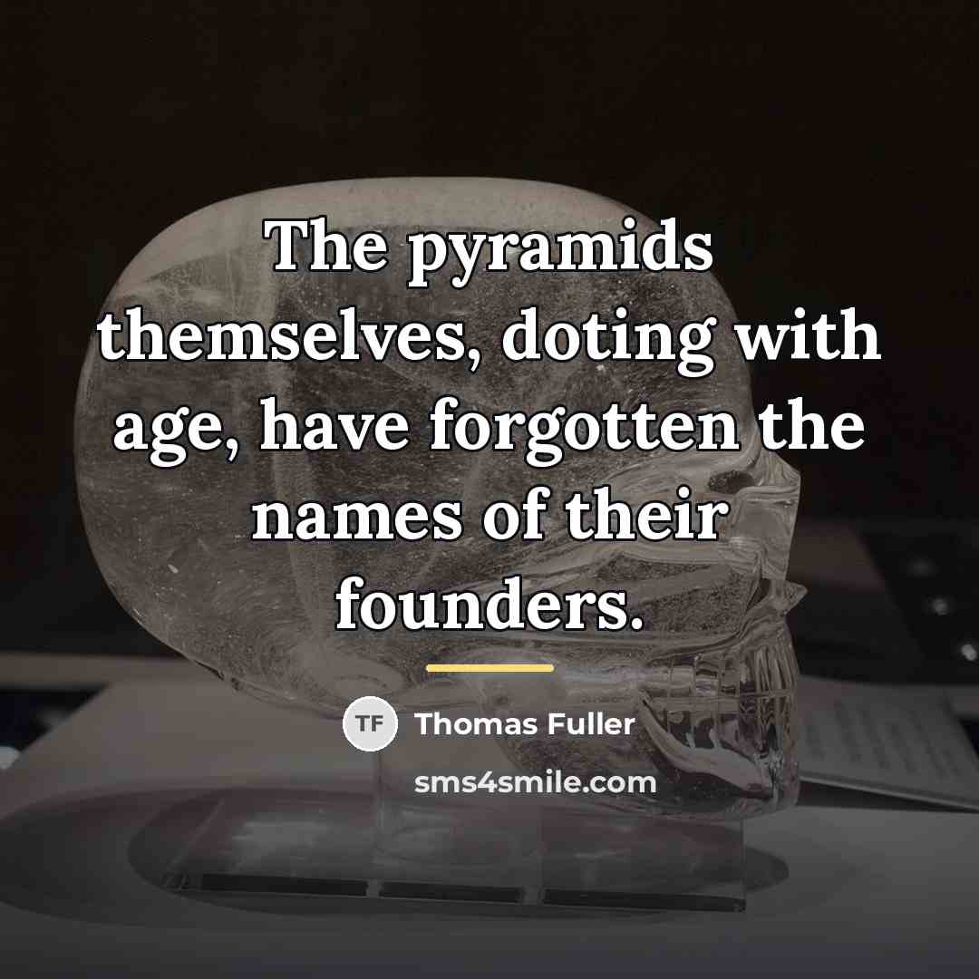 “The pyramids themselves, doting with age, have forgotten the names…” quote by Thomas Fuller