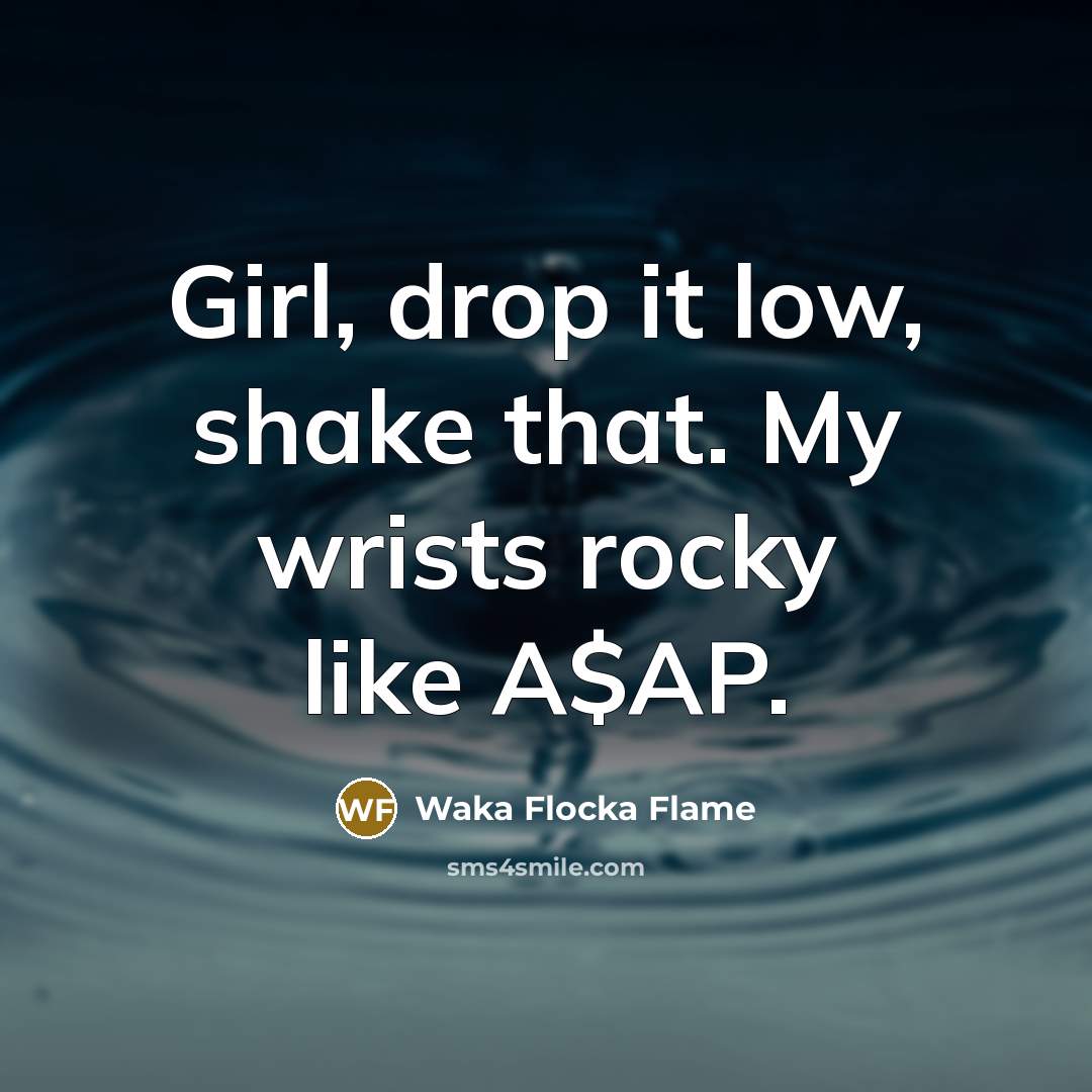“Girl, drop it low, shake that. My wrists rocky like…” quote by Waka Flocka Flame