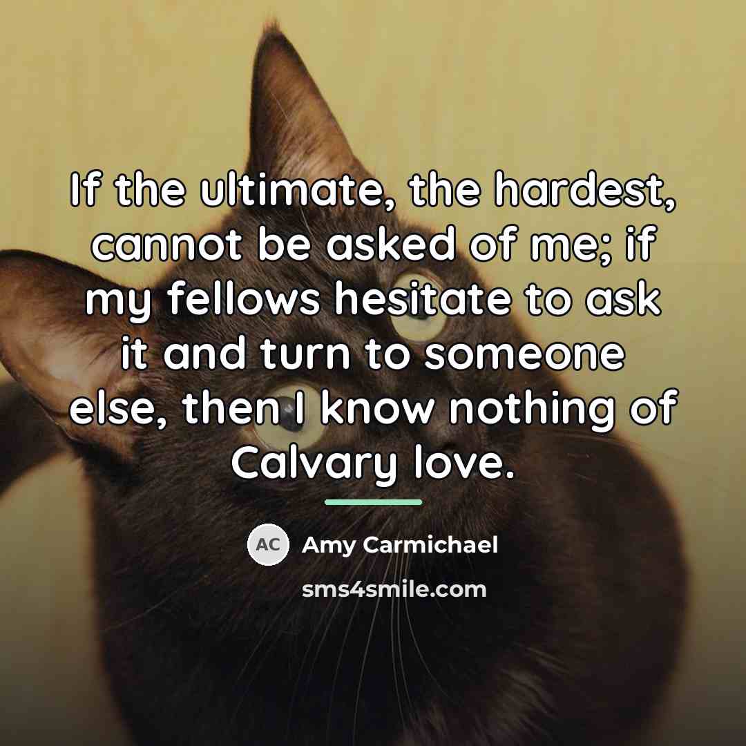 “If the ultimate, the hardest, cannot be asked of me;…” quote by Amy Carmichael