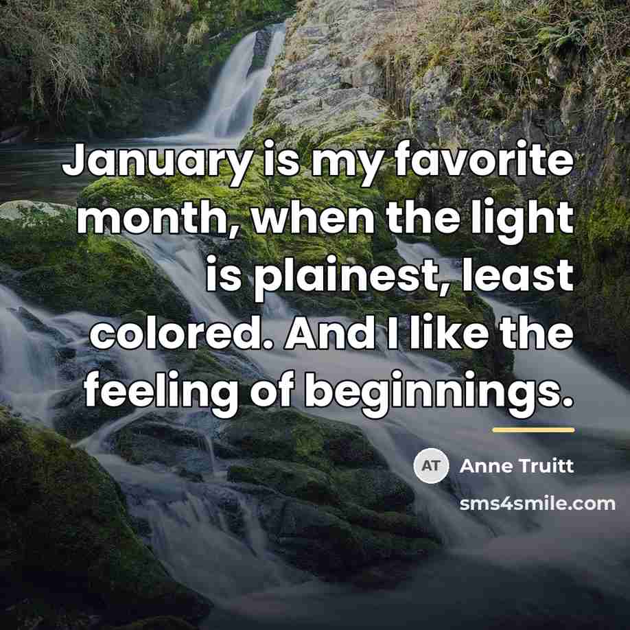 “January is my favorite month, when the light is plainest,…” quote by Anne Truitt