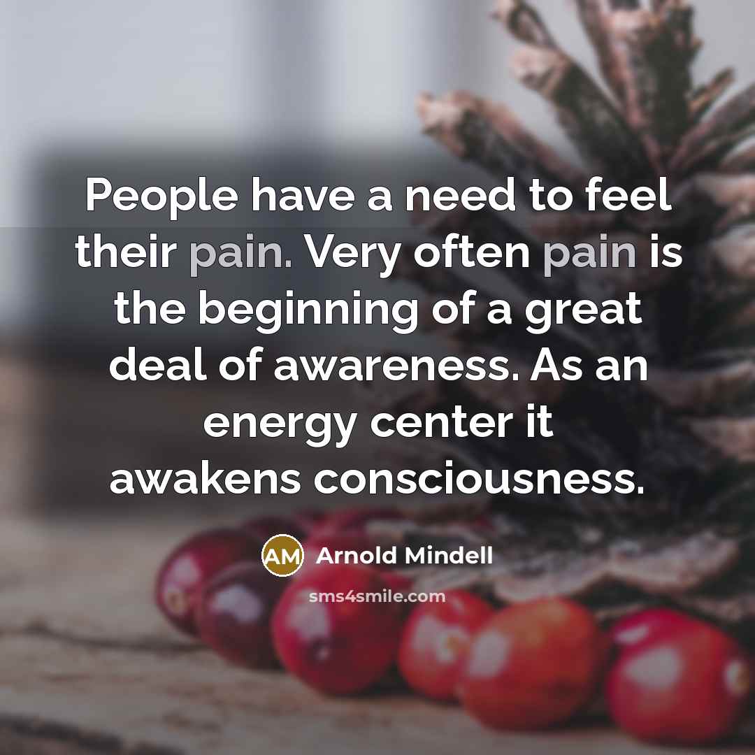 “People have a need to feel their pain. Very often…” quote by Arnold Mindell