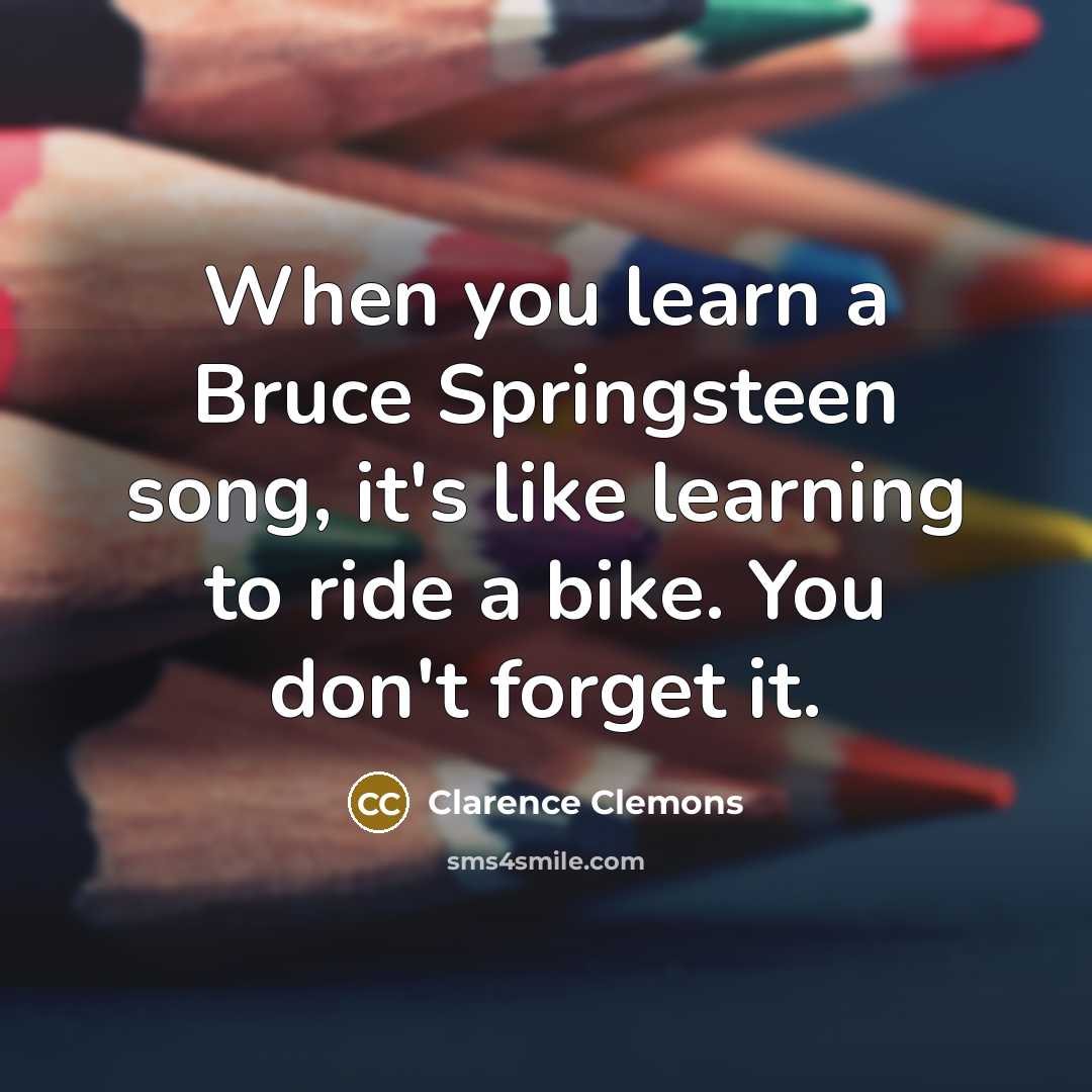 “When you learn a Bruce Springsteen song, it's like learning…” quote by Clarence Clemons