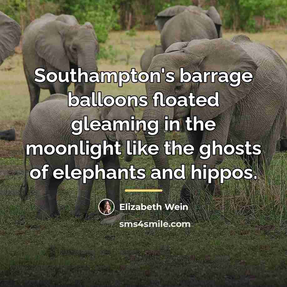 “Southampton's barrage balloons floated gleaming in the moonlight like the…” quote by Elizabeth Wein