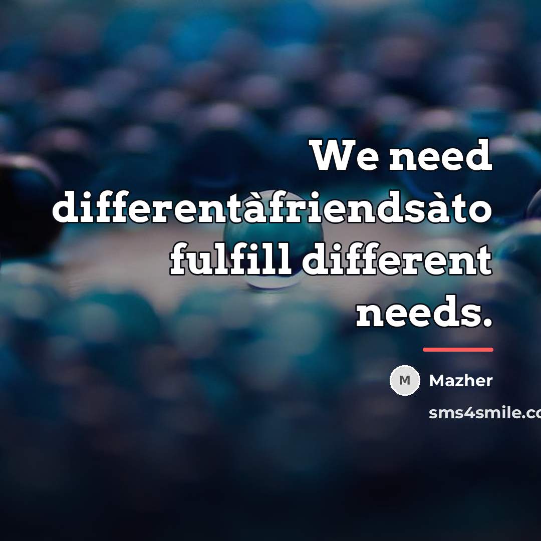 “We need differentàfriendsàto fulfill different needs.…” quote by Mazher