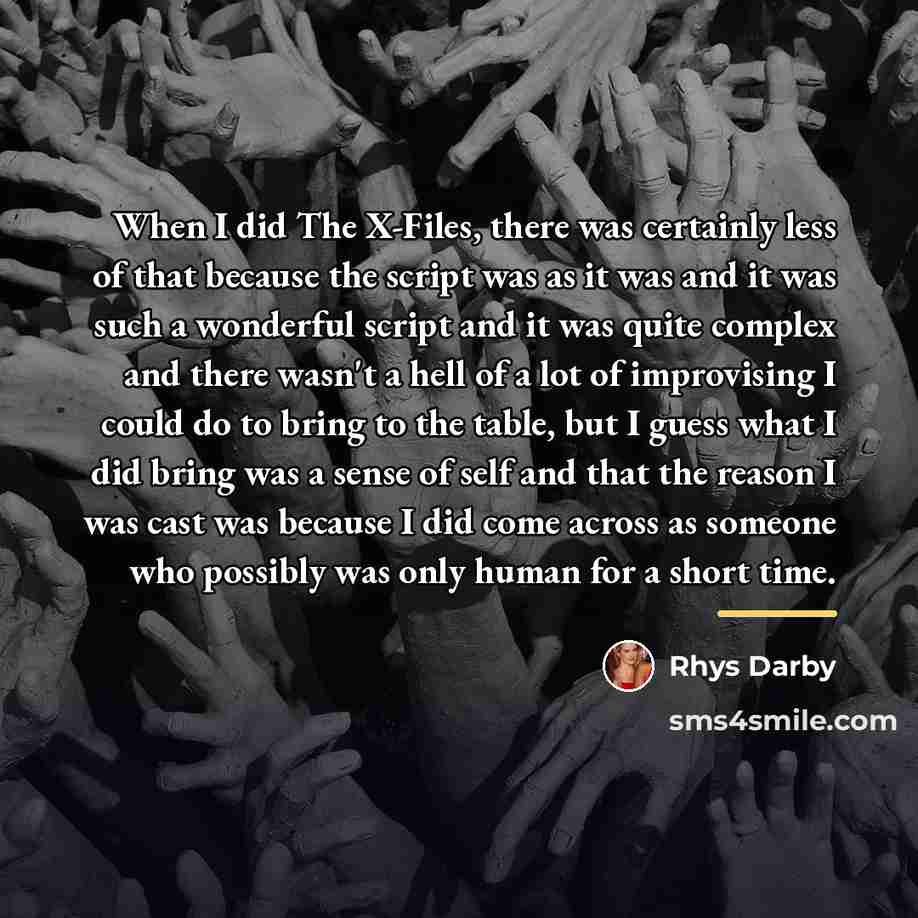 “When I did The X-Files, there was certainly less of…” quote by Rhys Darby