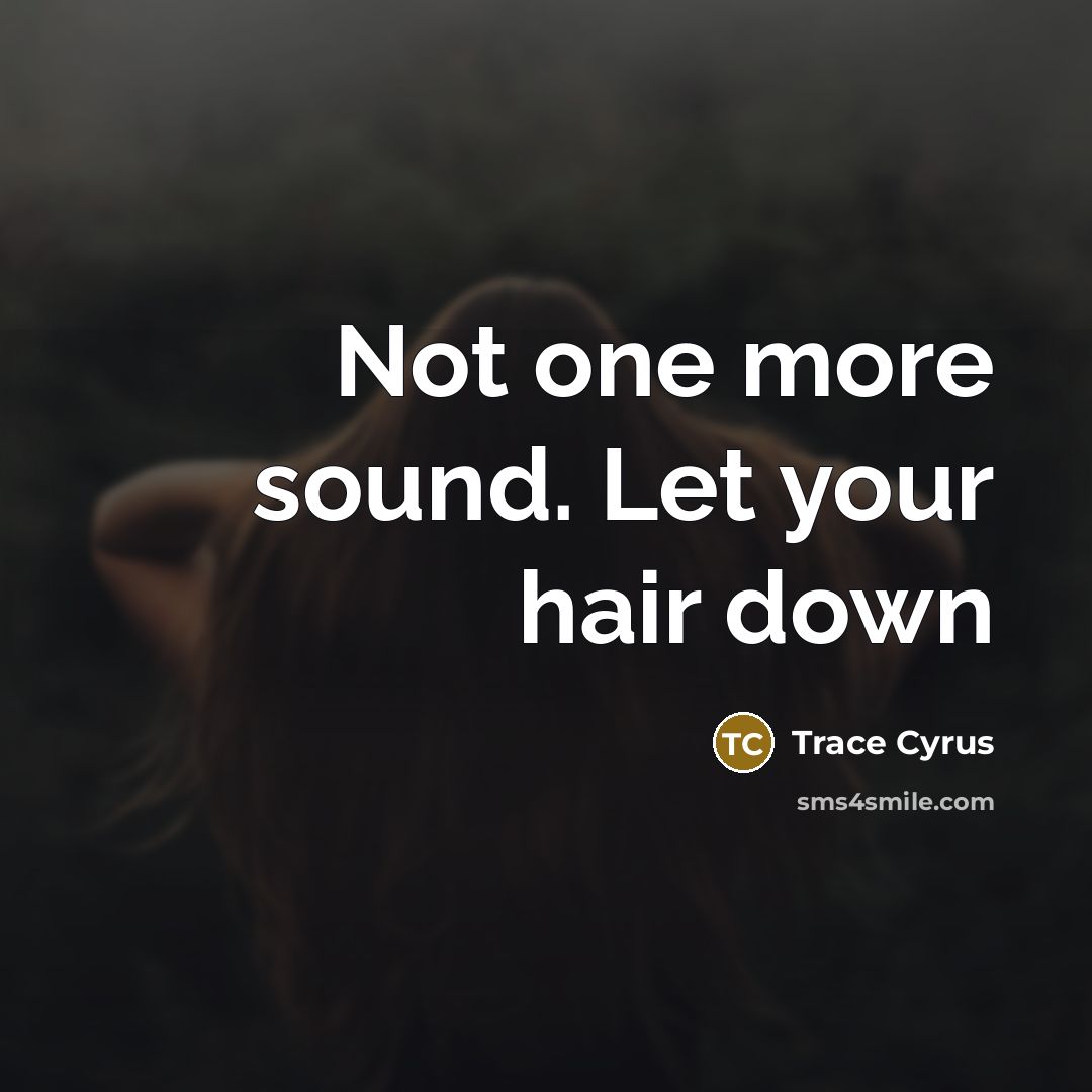 “Not one more sound. Let your hair down” quote by Trace Cyrus