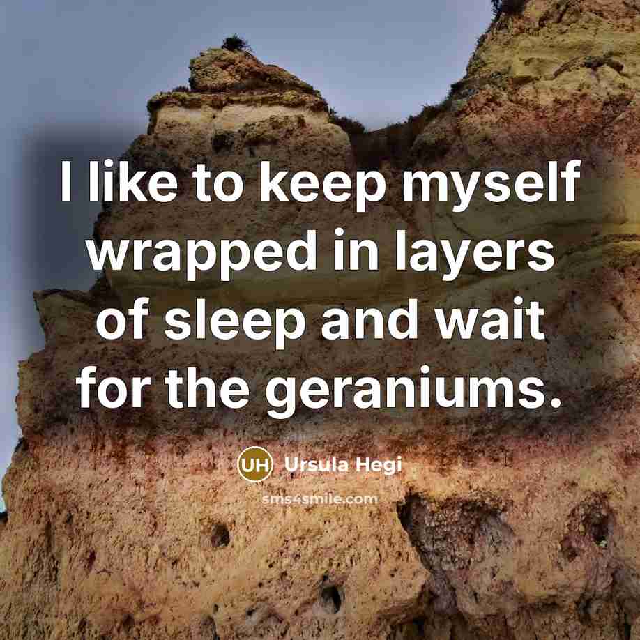 “I like to keep myself wrapped in layers of sleep…” quote by Ursula Hegi
