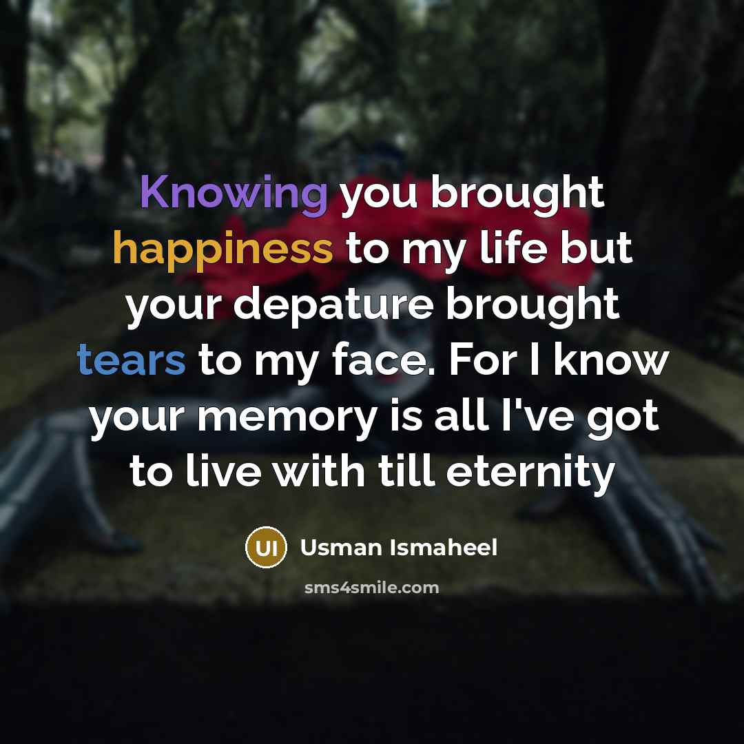“Knowing you brought happiness to my life but your depature…” quote by Usman Ismaheel