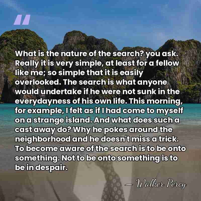 What is the nature of the search? you ask. Really it is&hellip; - Walker Percy