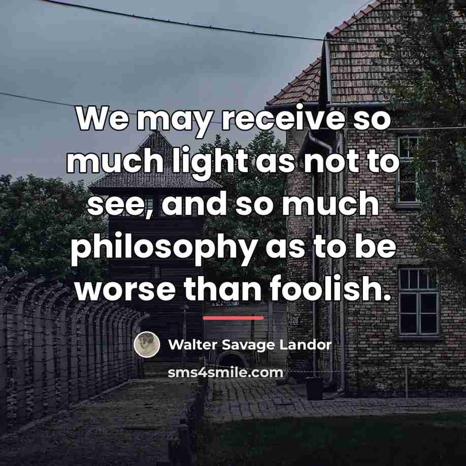 “We may receive so much light as not to see,…” quote by Walter Savage Landor