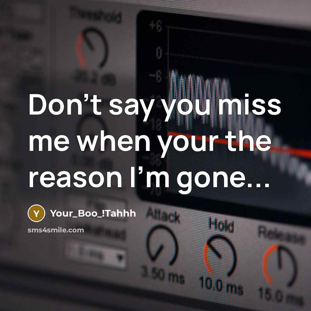 “Don't say you miss me when your the reason I'm gone...” quote by Your_Boo_!Tahhh