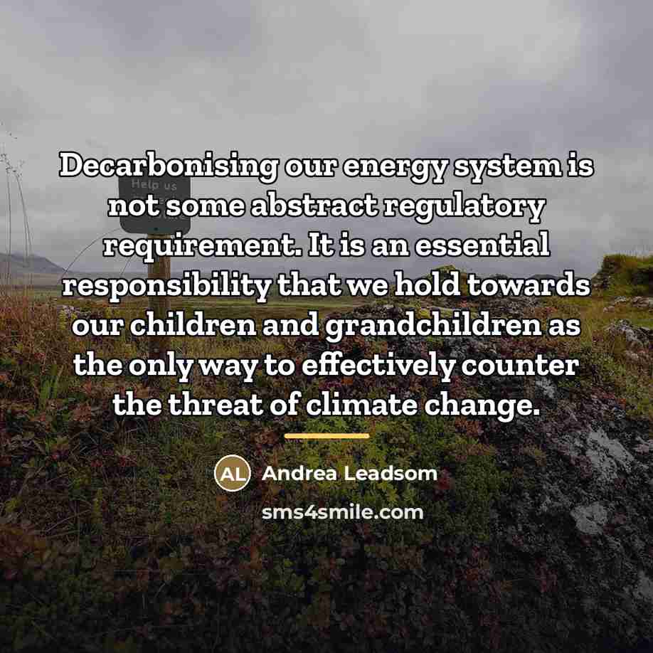 “Decarbonising our energy system is not some abstract regulatory requirement.…” quote by Andrea Leadsom