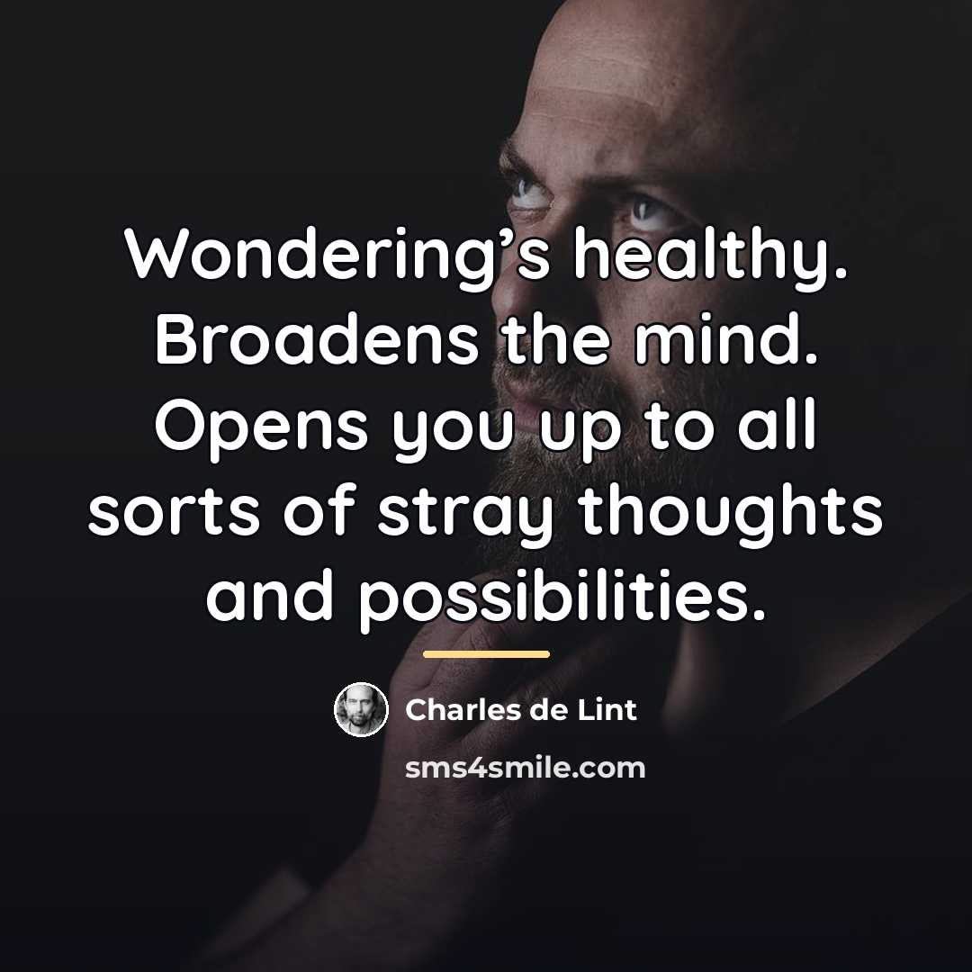 “Wondering’s healthy. Broadens the mind. Opens you up to all…” quote by Charles de Lint