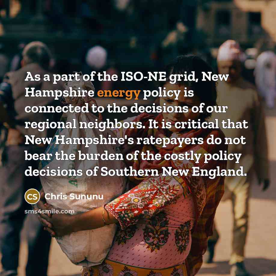 “As a part of the ISO-NE grid, New Hampshire energy…” quote by Chris Sununu