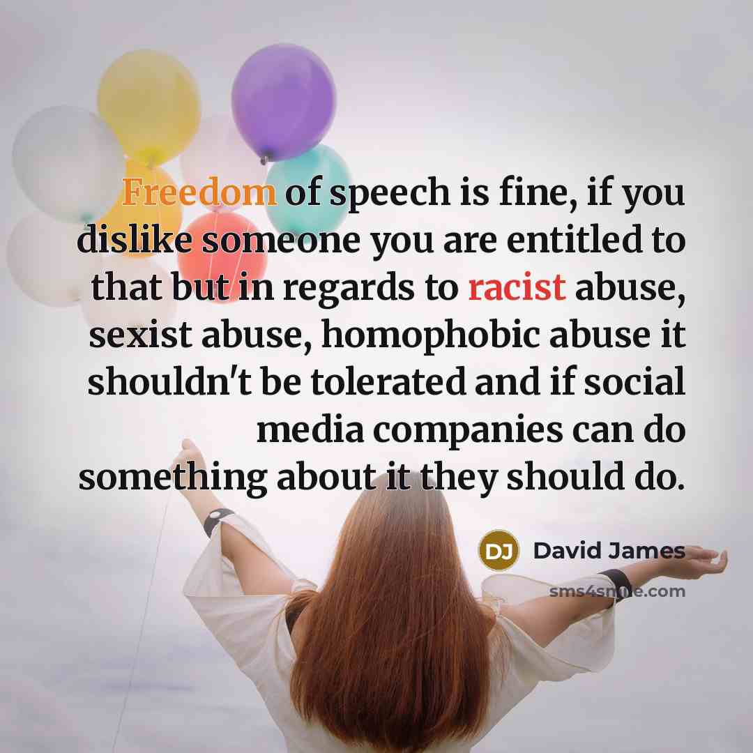 “Freedom of speech is fine, if you dislike someone you…” quote by David James