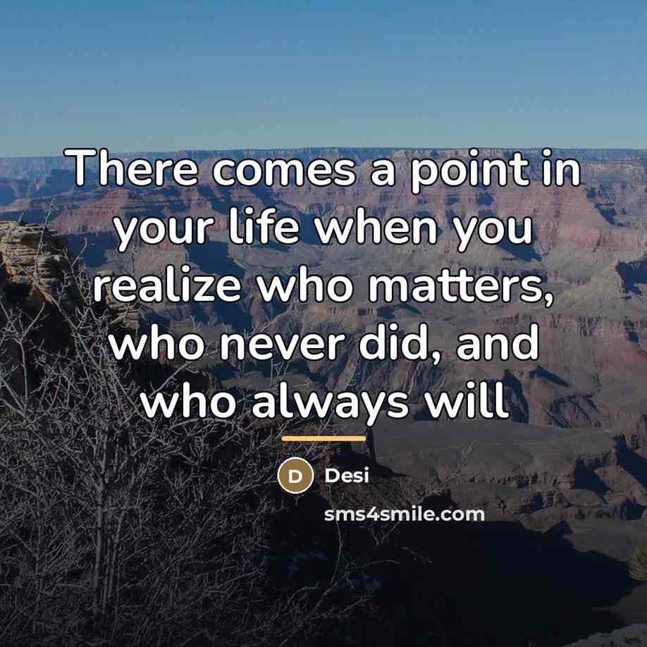 “There comes a point in your life when you realize…” quote by Desi