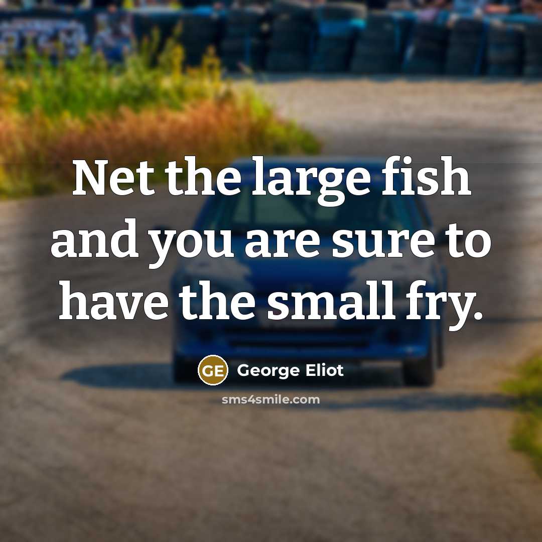 “Net the large fish and you are sure to have the small fry.” quote by George Eliot