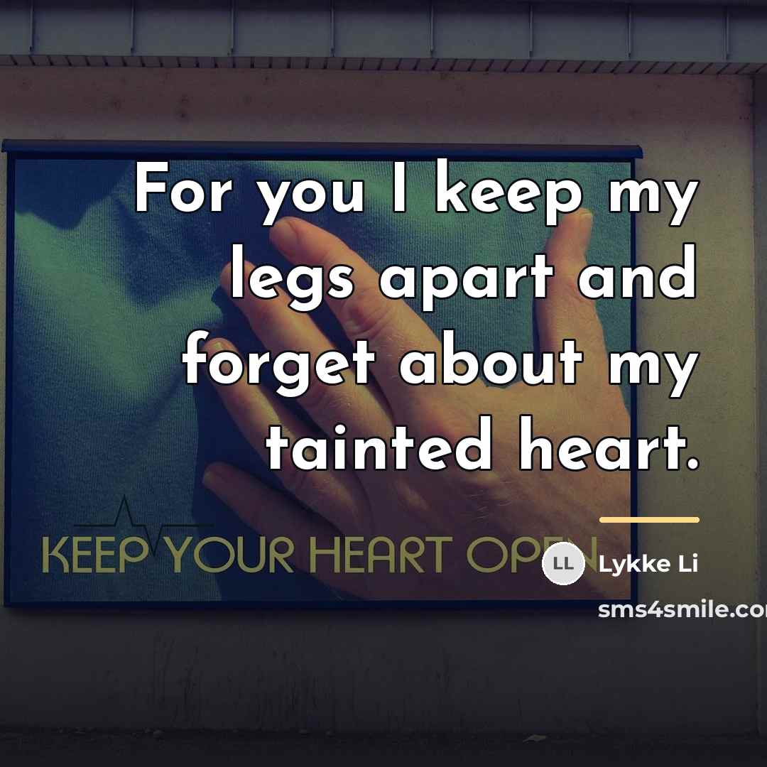 “For you I keep my legs apart and forget about…” quote by Lykke Li