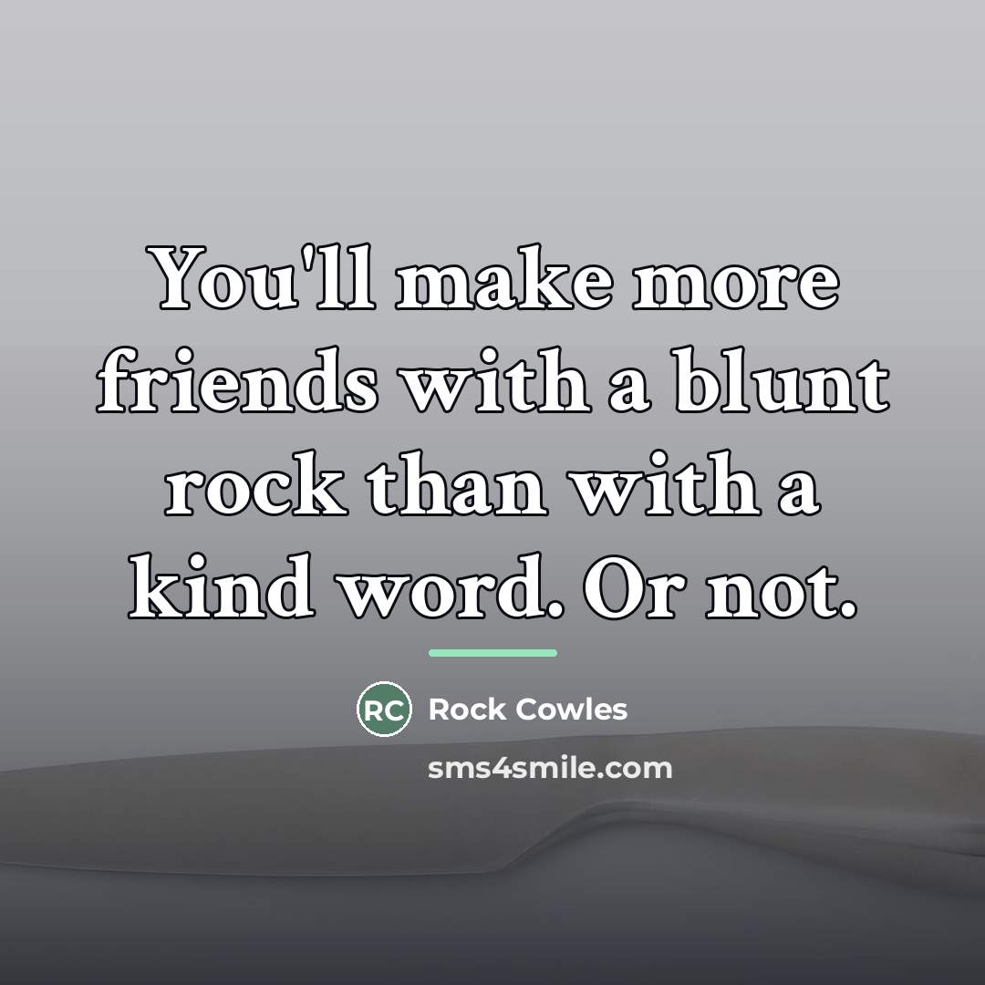 “You'll make more friends with a blunt rock than with…” quote by Rock Cowles