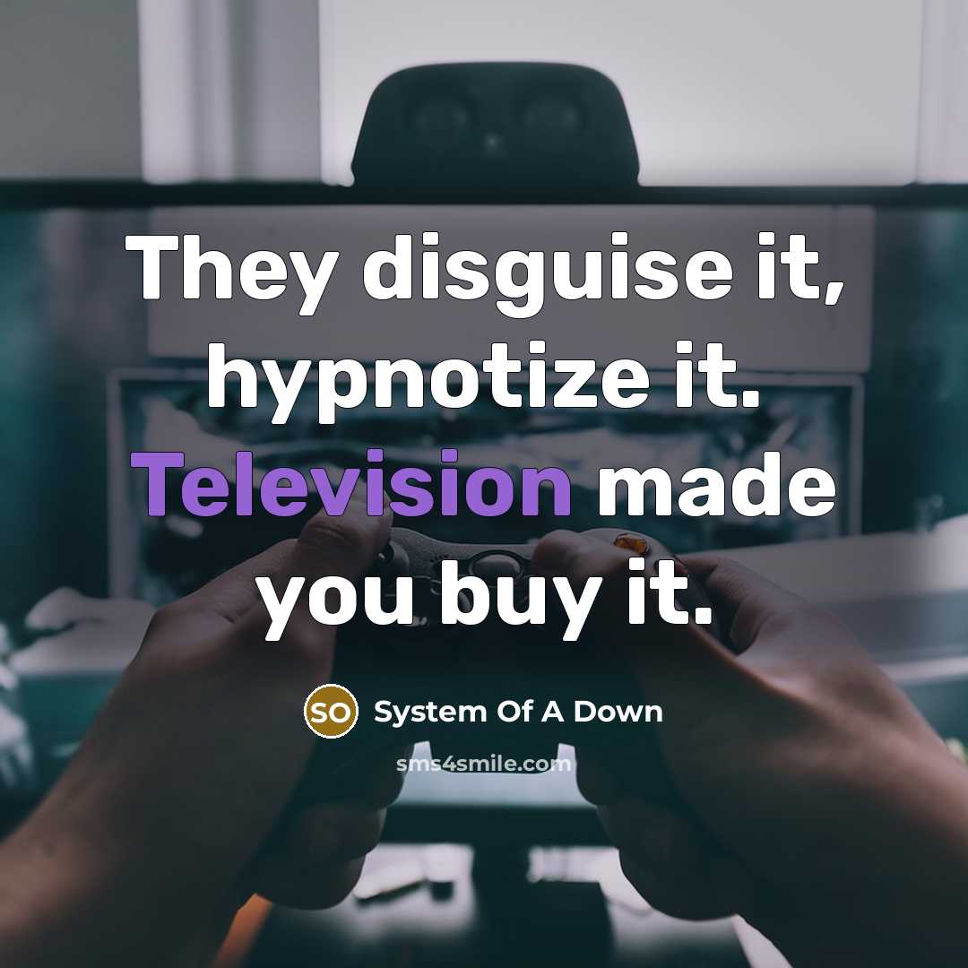 “They disguise it, hypnotize it. Television made you buy it.” quote by System Of A Down