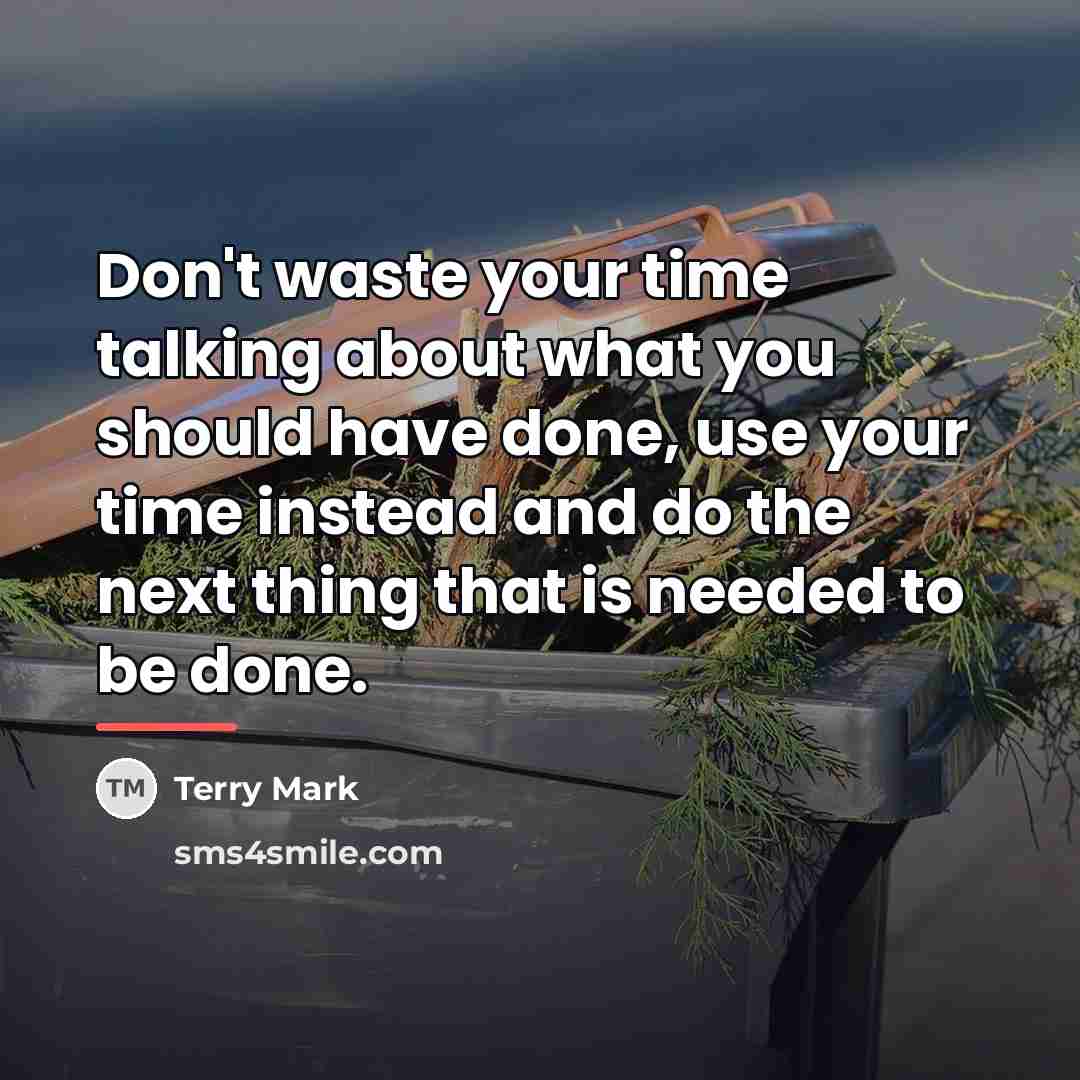“Don't waste your time talking about what you should have…” quote by Terry Mark