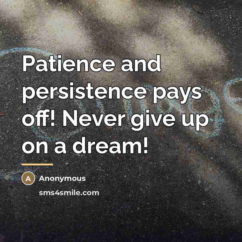 “Patience and persistence pays off! Never give up on a…” quote by Anonymous