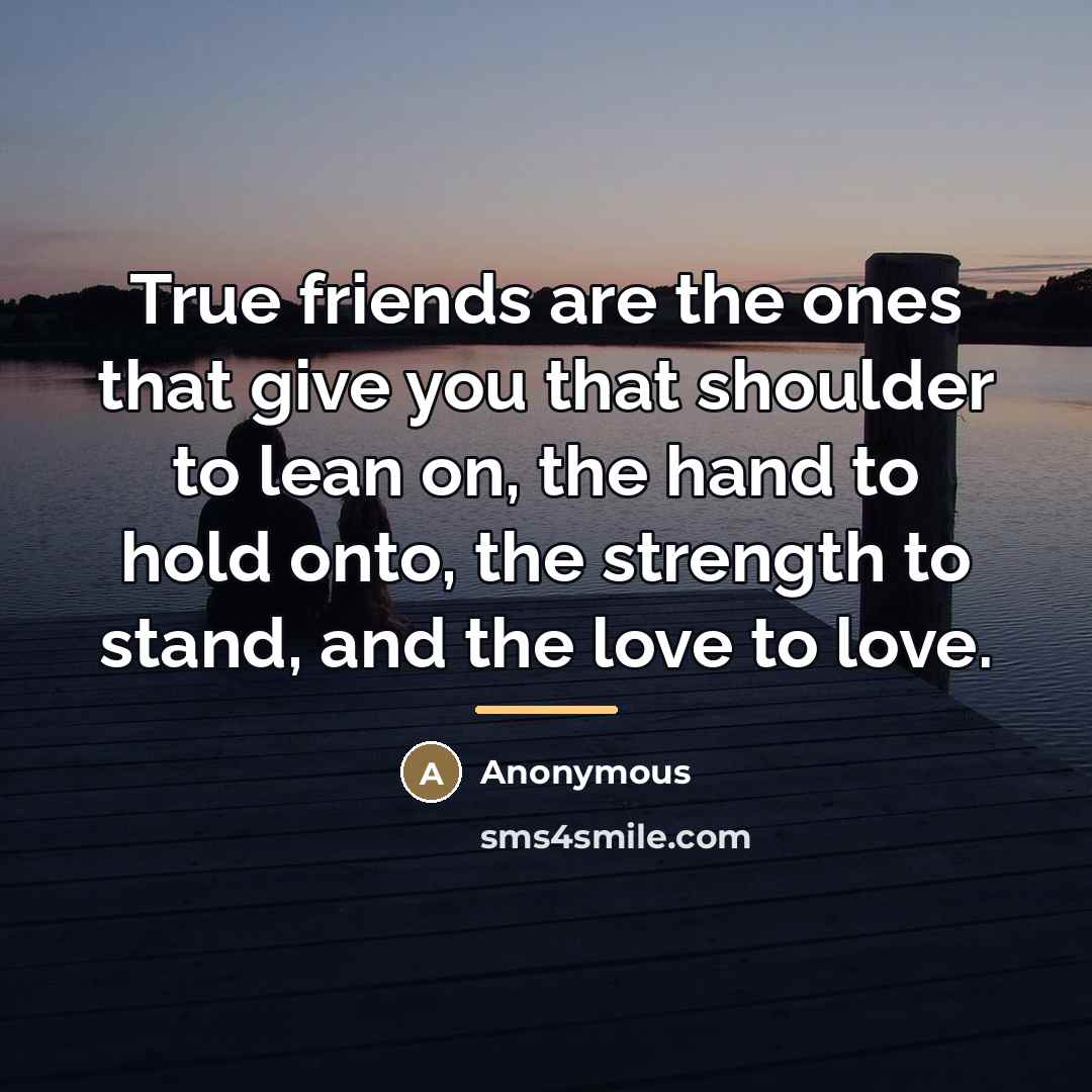 “True friends are the ones that give you that shoulder…” quote by Anonymous