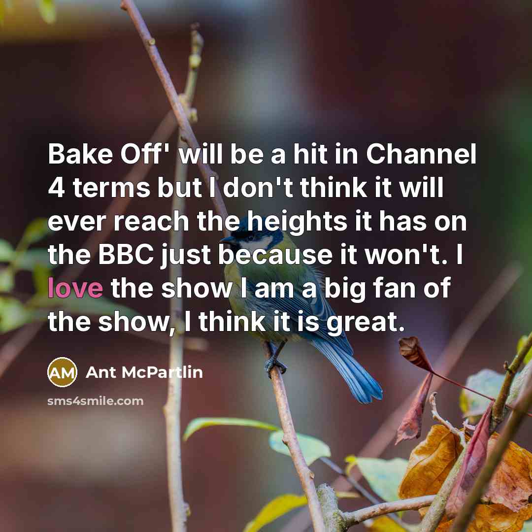 “Bake Off' will be a hit in Channel 4 terms…” quote by Ant McPartlin