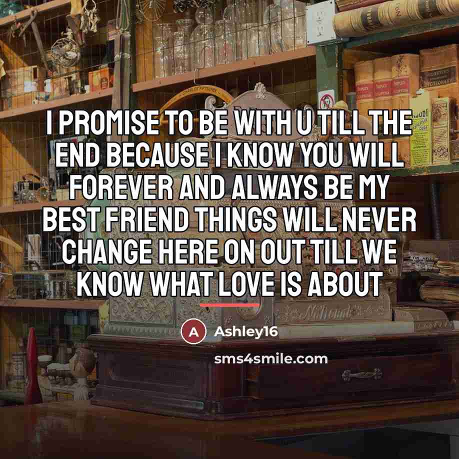 “I promise to be with u till the end because…” quote by Anonymous