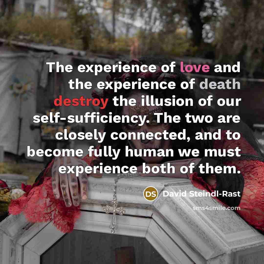 “The experience of love and the experience of death destroy…” quote by David Steindl-Rast