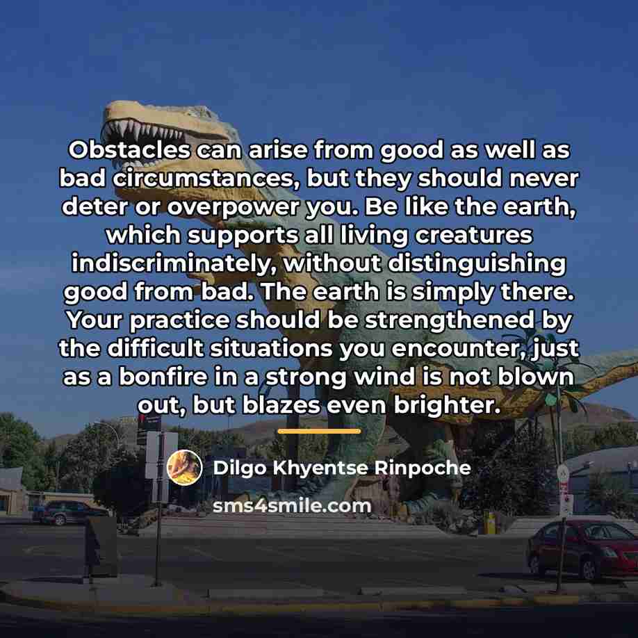 “Obstacles can arise from good as well as bad circumstances,…” quote by Dilgo Khyentse Rinpoche