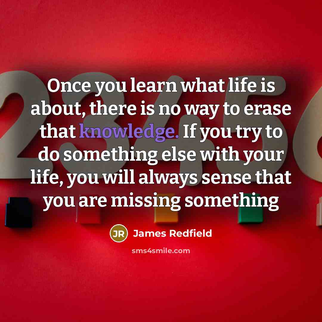 “Once you learn what life is about, there is no…” quote by James Redfield
