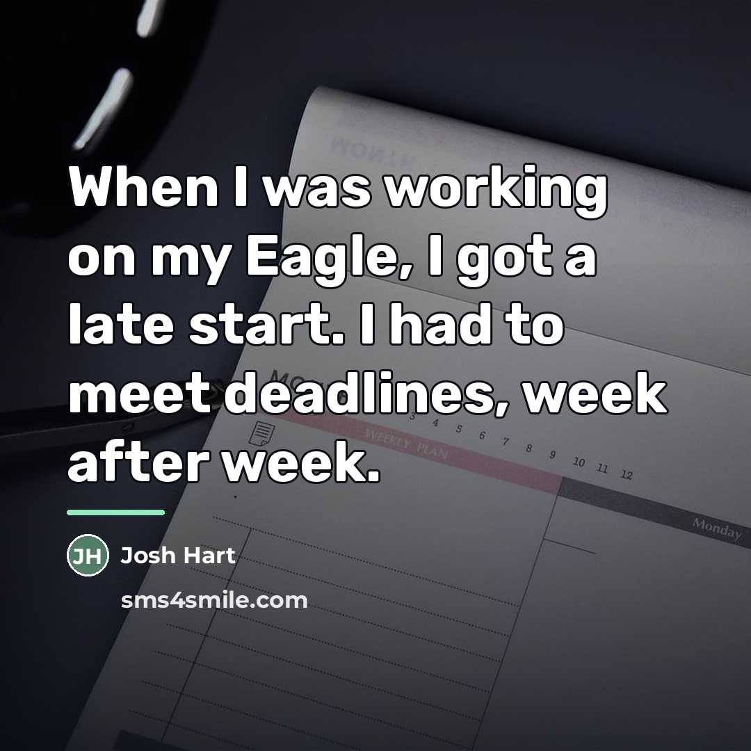 “When I was working on my Eagle, I got a…” quote by Josh Hart