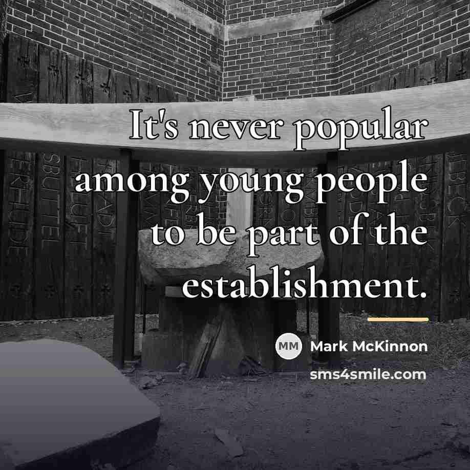 “It's never popular among young people to be part of…” quote by Mark McKinnon