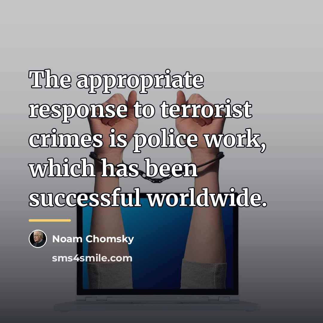 “The appropriate response to terrorist crimes is police work, which…” quote by Noam Chomsky