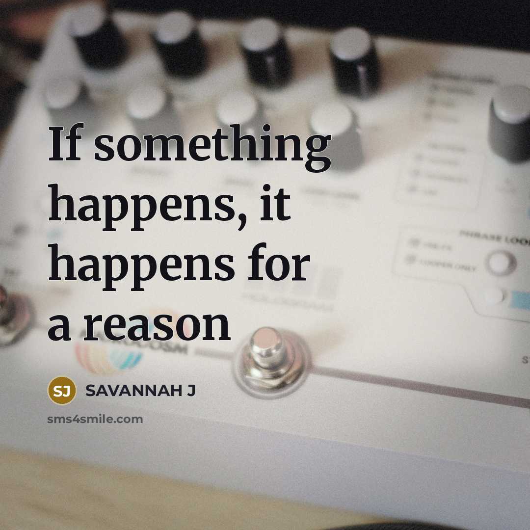 “If something happens, it happens for a reason…” quote by Savannah J