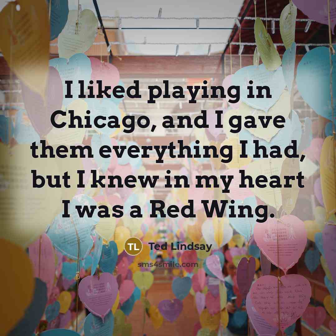 “I liked playing in Chicago, and I gave them everything…” quote by Ted Lindsay