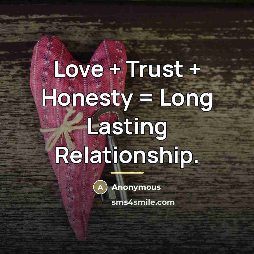 “Love + Trust + Honesty = Long Lasting Relationship.…” quote by Anonymous