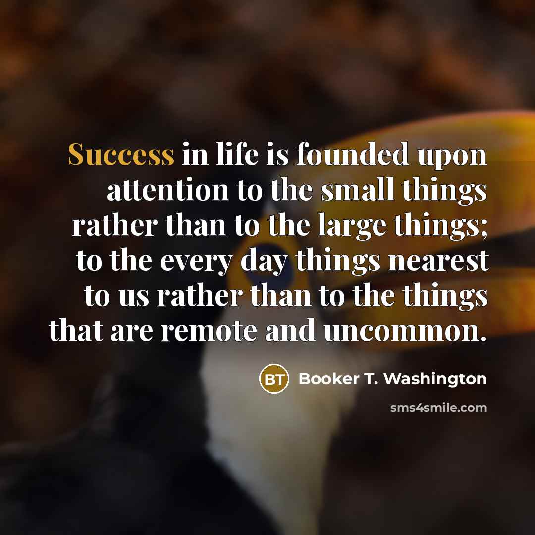 “Success in life is founded upon attention to the small…” quote by Booker T. Washington