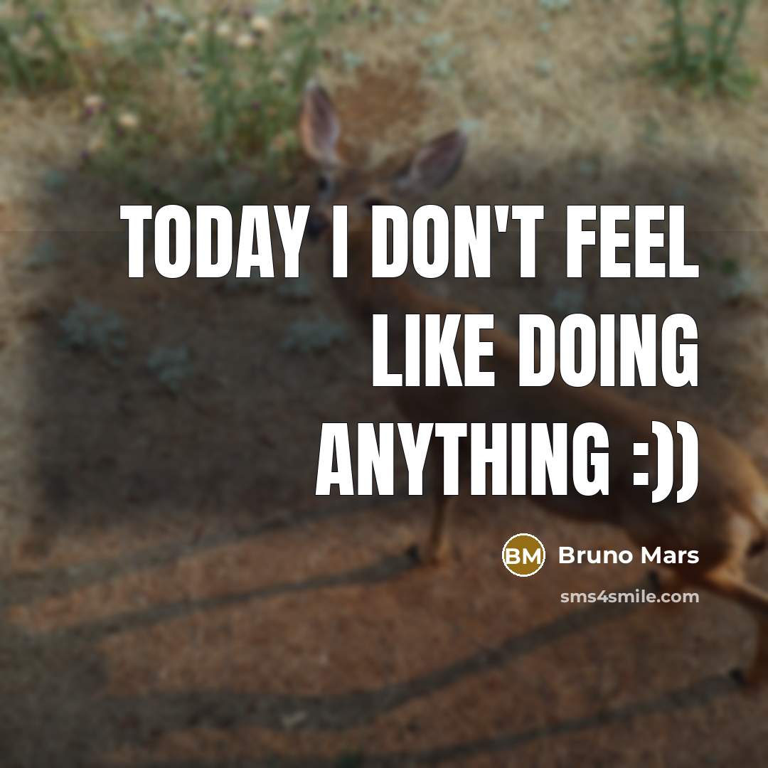 “Today I don't feel like doing anything :))…” quote by Bruno Mars