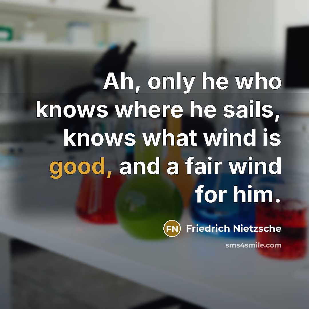 “Ah, only he who knows where he sails, knows what…” quote by Friedrich Nietzsche