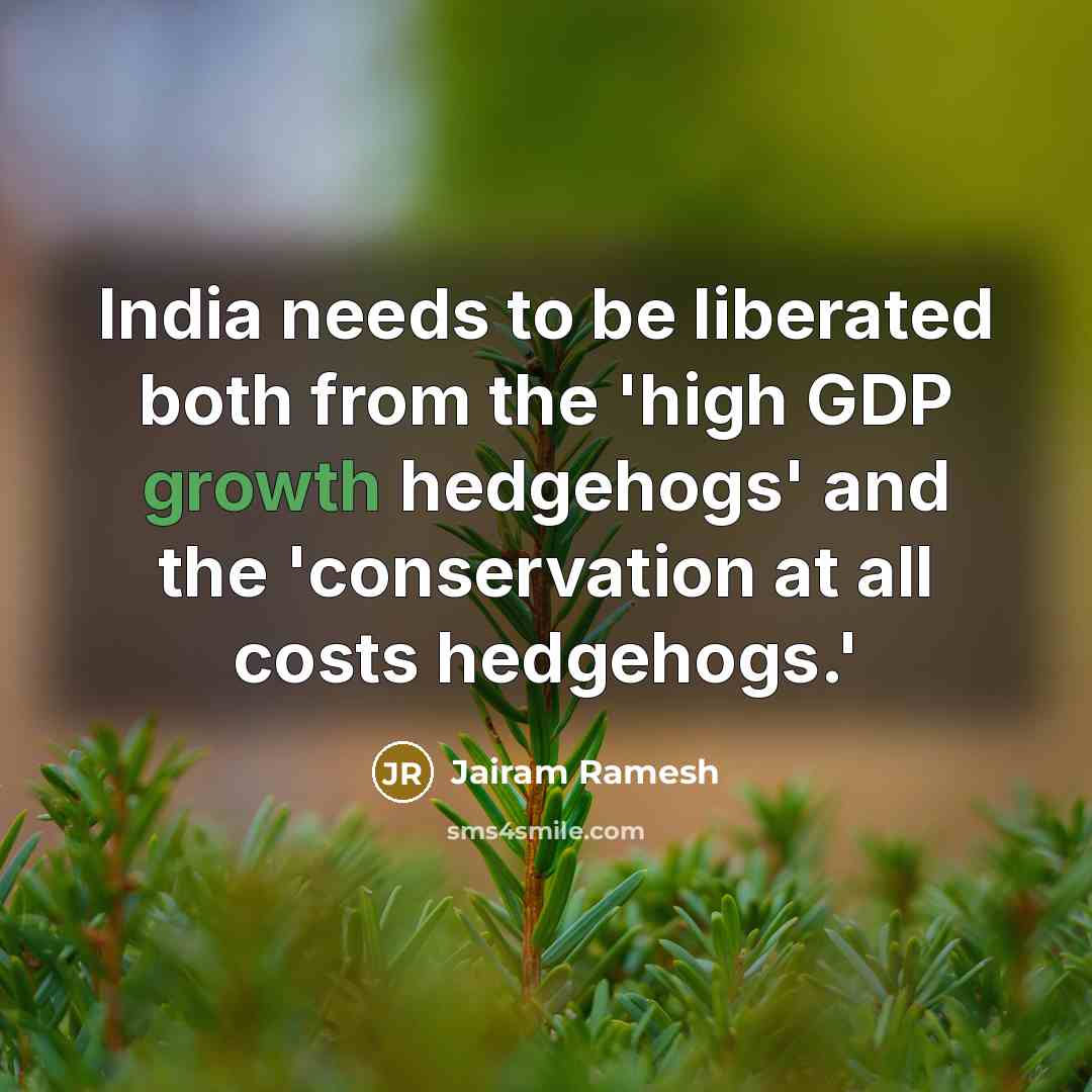“India needs to be liberated both from the 'high GDP…” quote by Jairam Ramesh
