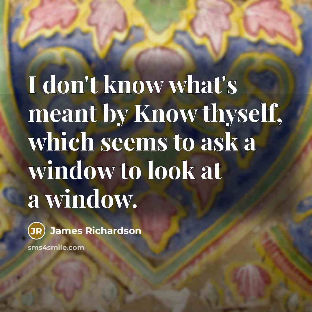 “I don't know what's meant by Know thyself, which seems…” quote by James Richardson