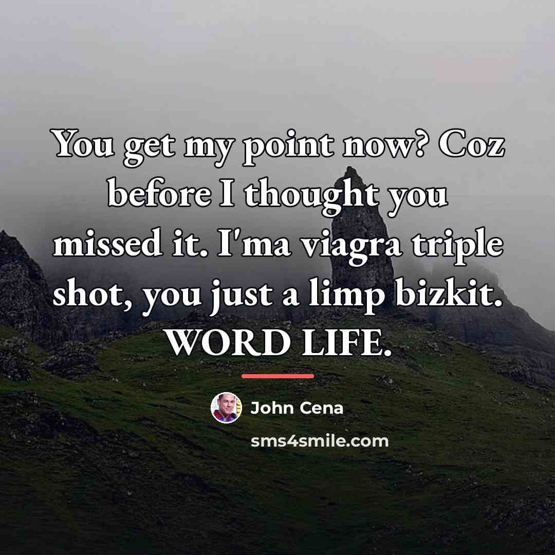 “You get my point now? Coz before I thought you…” quote by John Cena