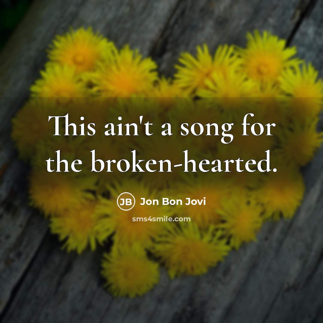 “This ain't a song for the broken-hearted.” quote by Jon Bon Jovi