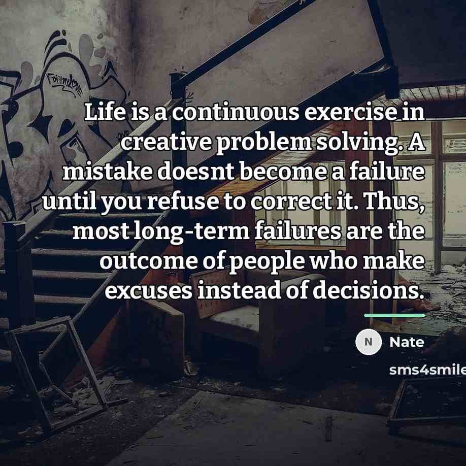 “Life is a continuous exercise in creative problem solving. A…” quote by Nate