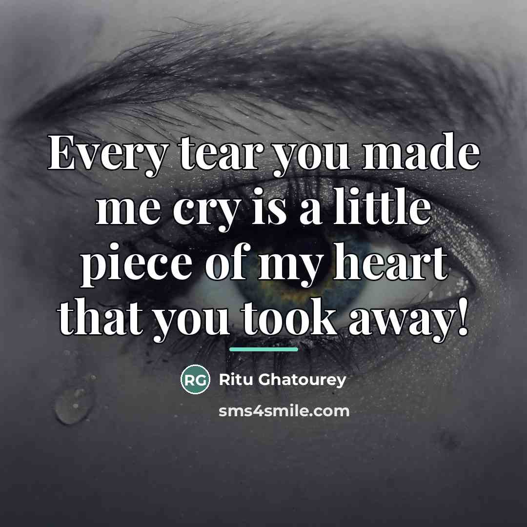 “Every tear you made me cry is a little piece…” quote by Ritu Ghatourey