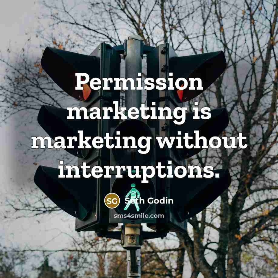 “Permission marketing is marketing without interruptions.…” quote by Seth Godin